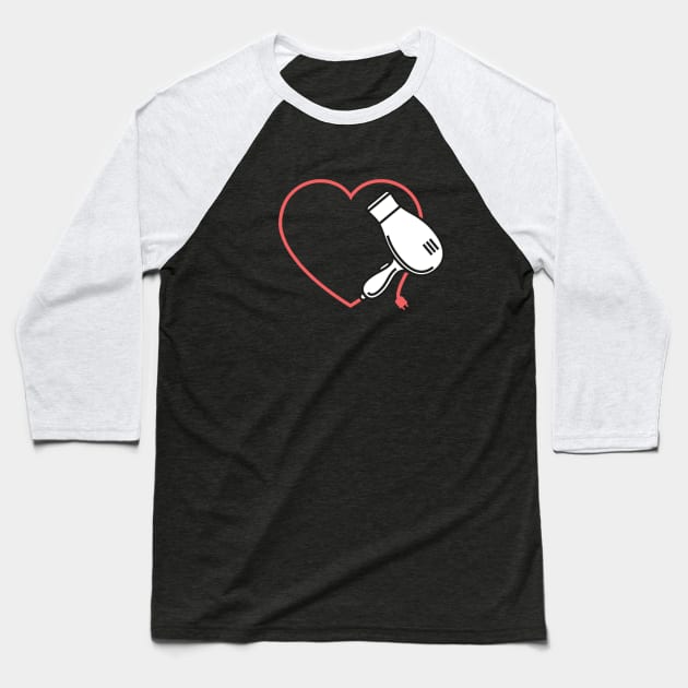 Hair Dryer Love - Cute Hair Stylist Design Baseball T-Shirt by zap